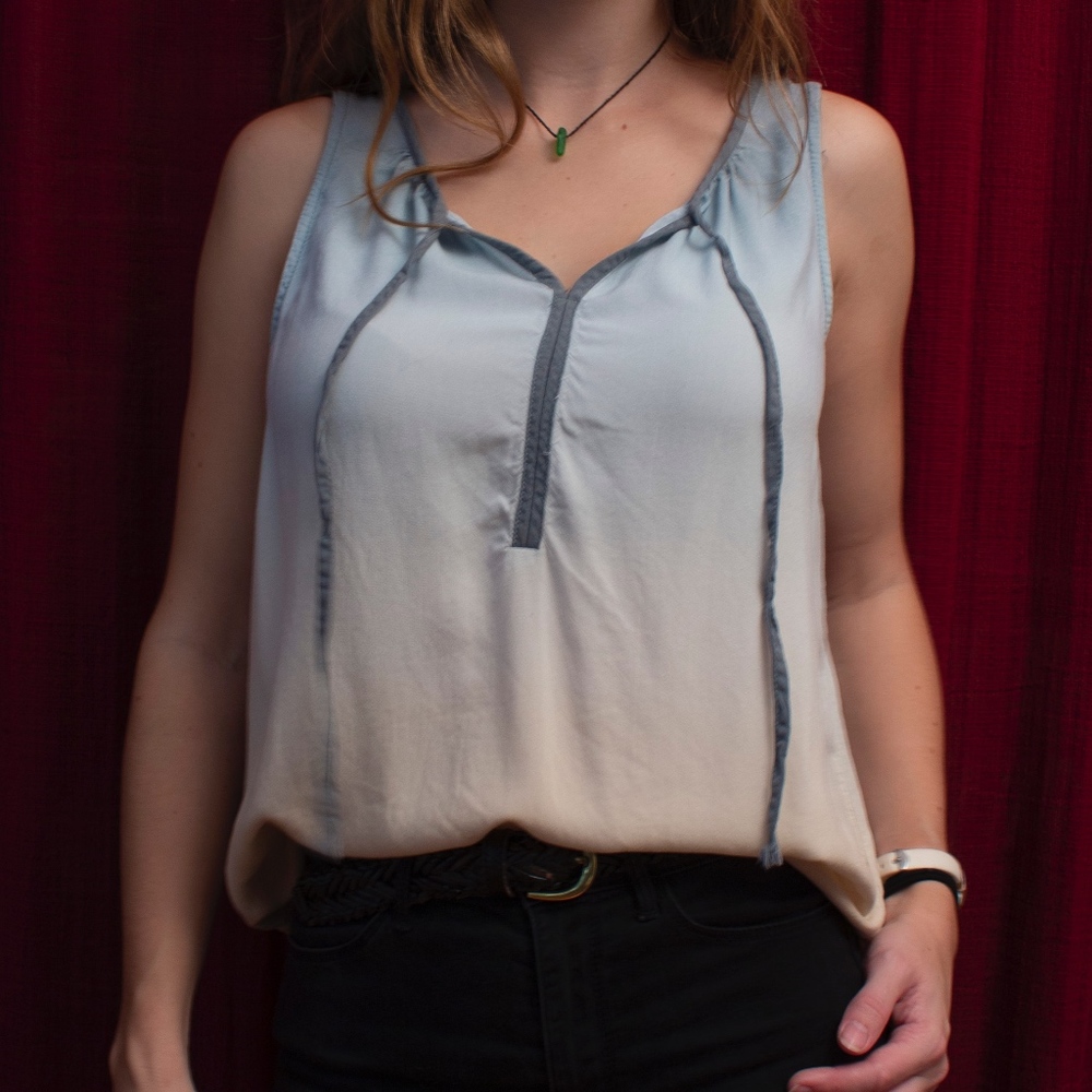 Gradient Tie-Front Sleeveless Blouse